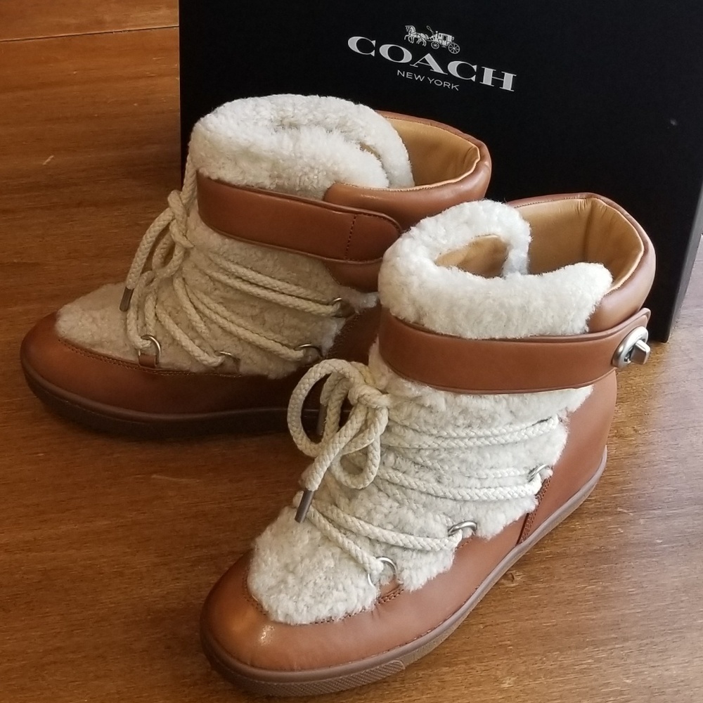 Coach Monroe Shearling Wedge Bootie